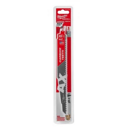 Milwaukee 48-00-5526 9 in. 5 TPI The AX™ Nail Embedded Wood Reciprocating SAWZALL® Saw Blade 5-Pk.