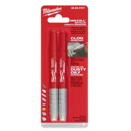 Milwaukee 48-22-3121 2Pk. INKZALL™ Silver Metallic Markers