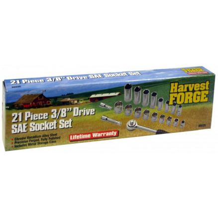 Harvest Forge 21-Pc. 3/8" Drive Socket Set in Metal Case (SAE) - 66626