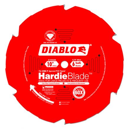 Freud Diablo 10" x 6 Tooth (PCD) Fiber Cement HardieBlade - D1006DH