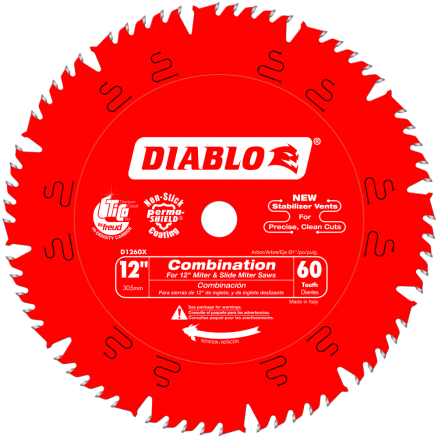 Freud Diablo 12 in. x 60 Tooth Combination Saw Blade - D1260X