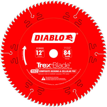 Freud Diablo 12" x 84 Tooth Composite Material/Plastics Trex®Blade - D1284CD