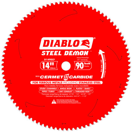 Freud Diablo Steel Demon™ 14" x 90 Tooth Thin Metal Cutting Saw Blade - D1490CF