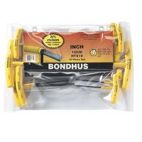 Bondhus Set of 10 Hex T-handles, sizes 3/32-3/8 - 13338A