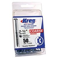Kreg 2-1/2" Coarse Thread Blue-Kote™ Pocket-Hole Screws, 50-Ct. - SML-C250B-50