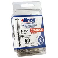 Kreg 2-1/2" Coarse Thread Washer Head Stainless Steel Pocket-Hole Screws, 50-Ct. - SML-C250S5-50