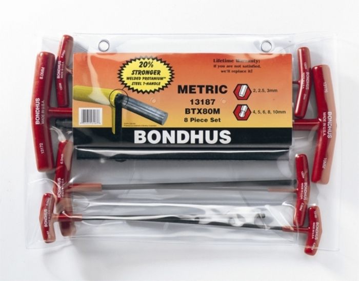 Bondhus Set of 8 Hex T-handles, 9-Inch Length, sizes 2-10mm - 15387